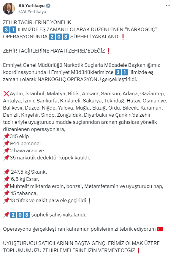 ''NARKOGÜÇ'' OPERASYONU