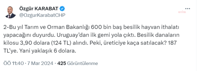 BESİLİK DANALARIN KİLOSU 3,90 DOLARA ALINDI, ÜRETİCİYE YAKLAŞIK 6 DOLARA SATILACAK.