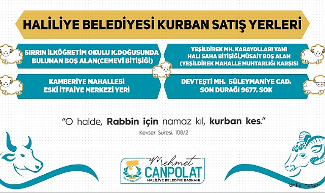 Haliliye'de Kurban Satış Ve Kesim Yerleri Belirlendi