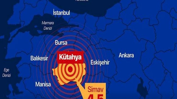 Kütahya 'da 4.5 Büyüklüğünde Deprem