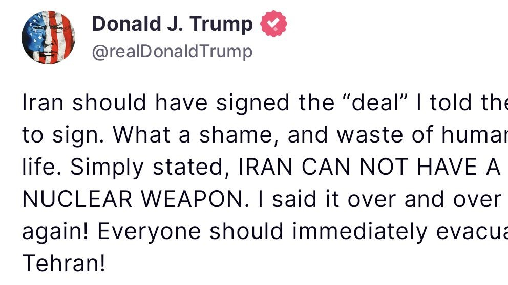 Trump: “Tehlike Yakın, Tahran’ı Hemen Terk Edin!”