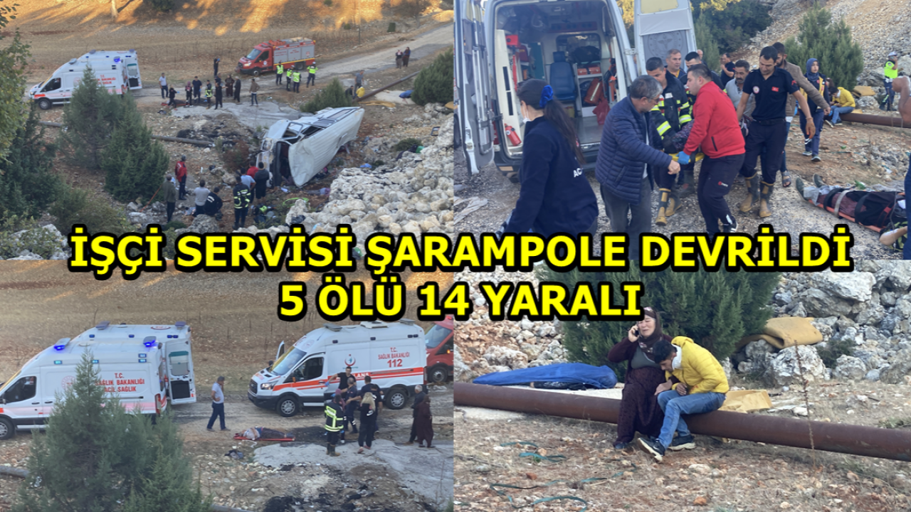 İşçi Servisi Şarampole Devrildi : 5 Ölü 14 Yaralı