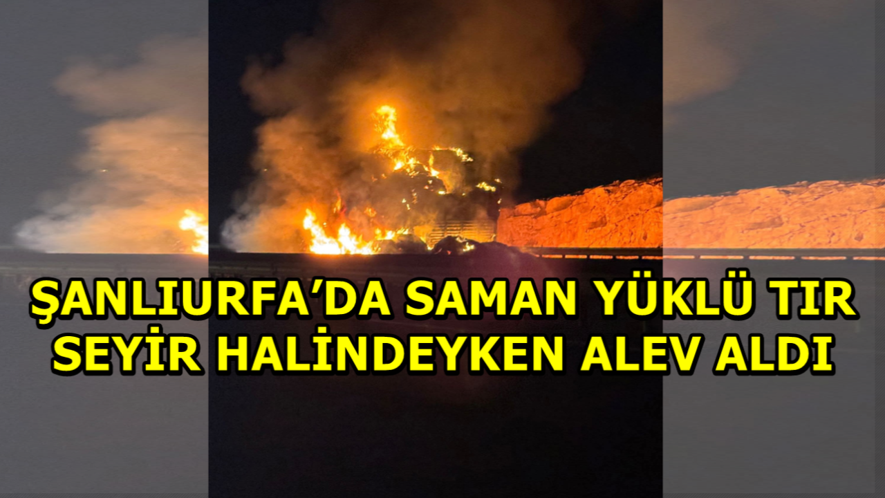 Şanlıurfa’da Saman Yüklü Tır Seyir Halindeyken Alev Aldı