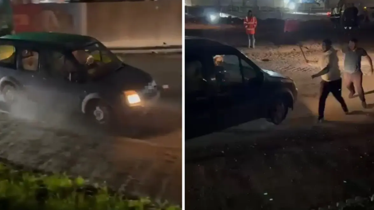 Öfkeli Sürücü Araçlara ve Vatandaşlara Çarptı