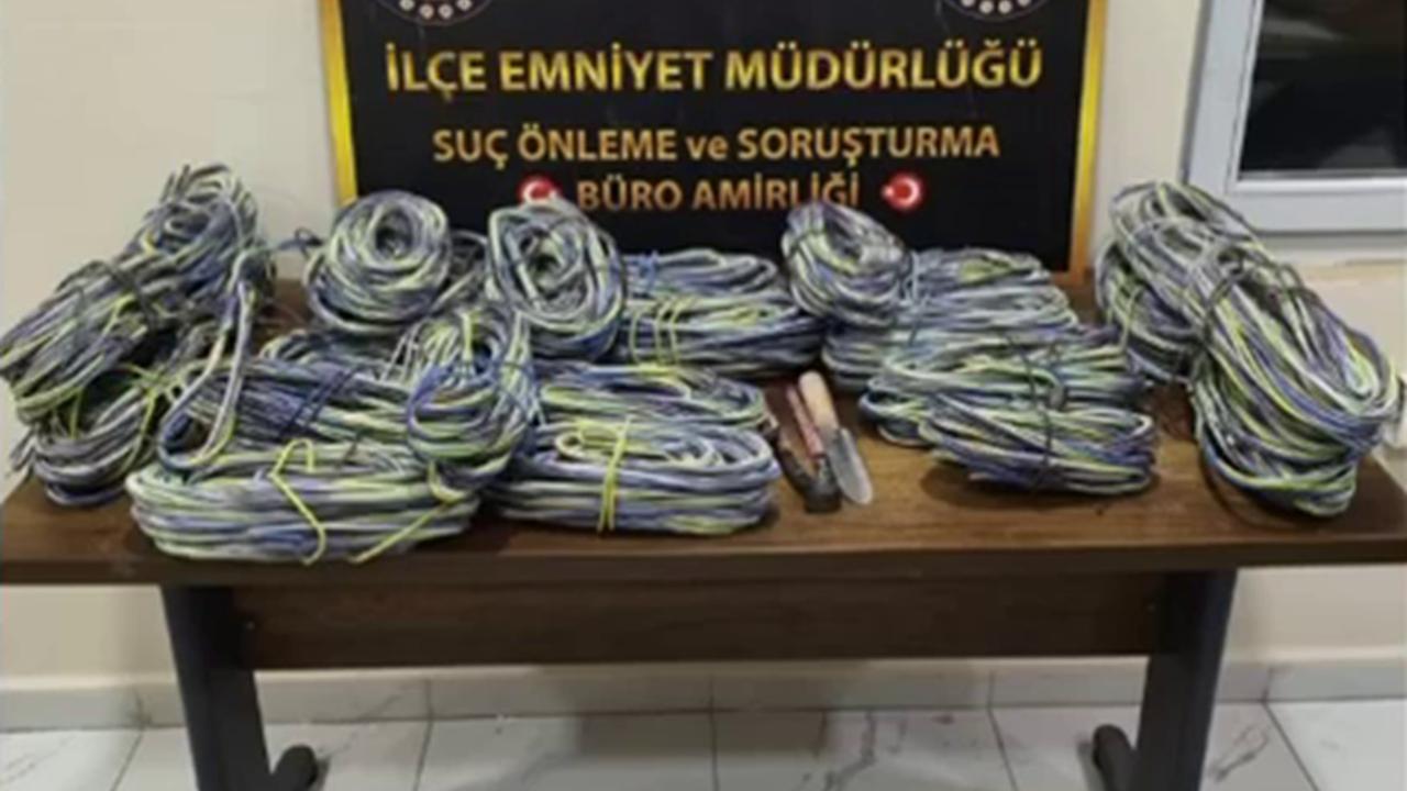 Şantiye işçisi gibi giyinip 300 bin TL’lik kablo çaldı!