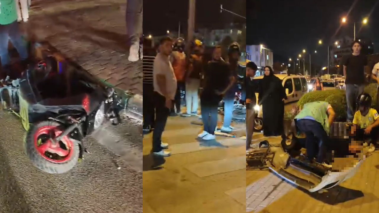 Kırmızı ışıkta geçen motosiklete otomobil çarptı!