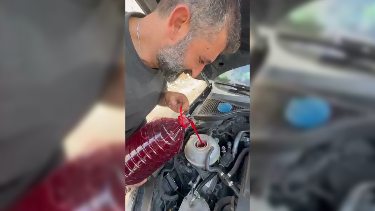 Yok artık dedirten görüntü! Motor suyu bitince şalgam döktü!