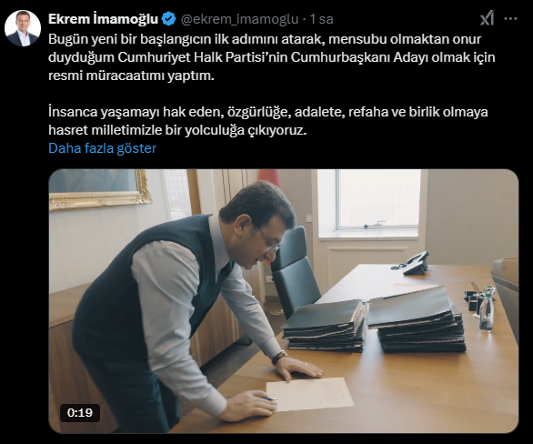 İmamoğlu, Cumhurbaşkanı Adaylığı İçin Resmen Başvurdu
