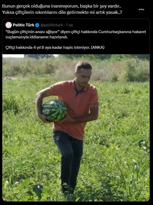 "Çiftçilerin Sıkıntılarını Dile Getirmek De Mi Artık Yasak"