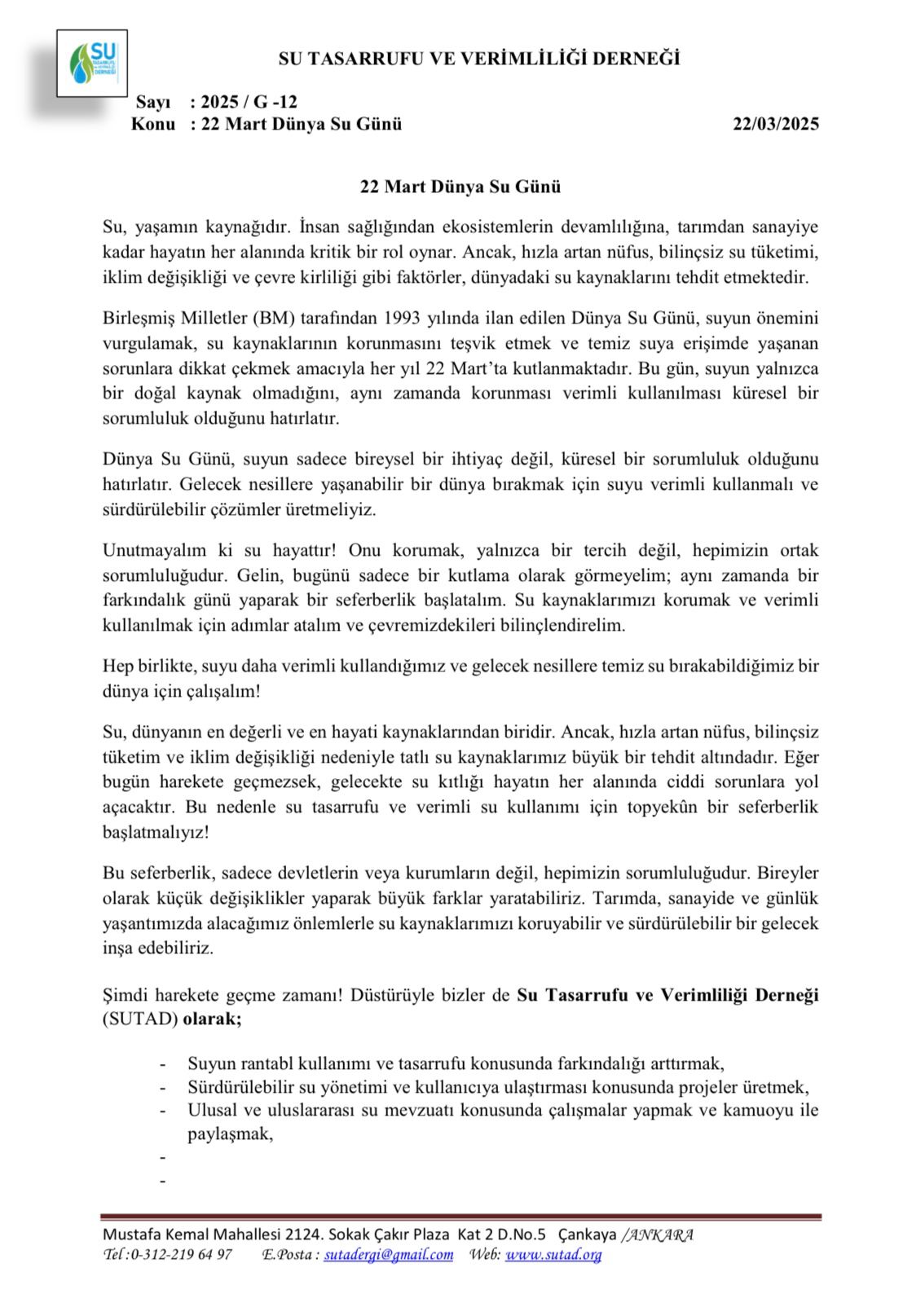Su Tasarrufu İçin Seferberlik