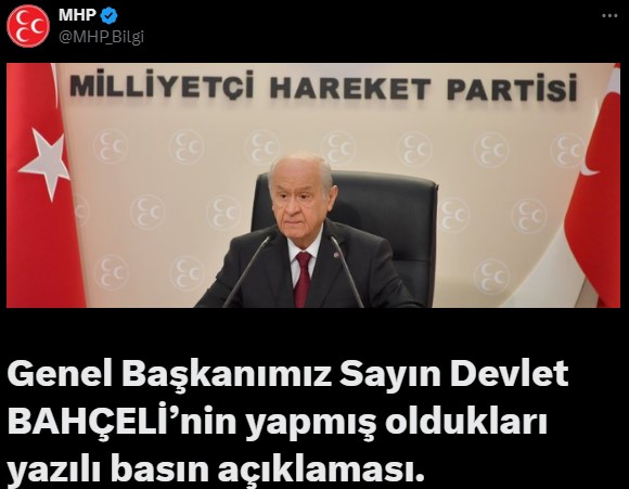 Bahçeli: "Terörsüz Türkiye Amacı Derhal Gerçekleşmelidir"