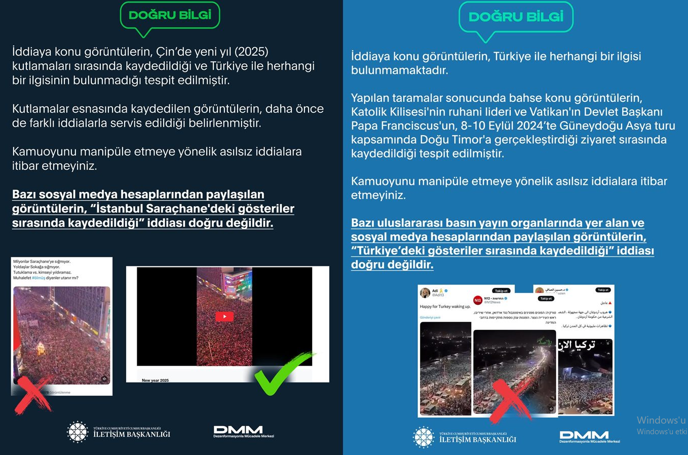 İletişim Başkanlığı: Gösteri Görüntüleri Gerçeği Yansıtmıyor