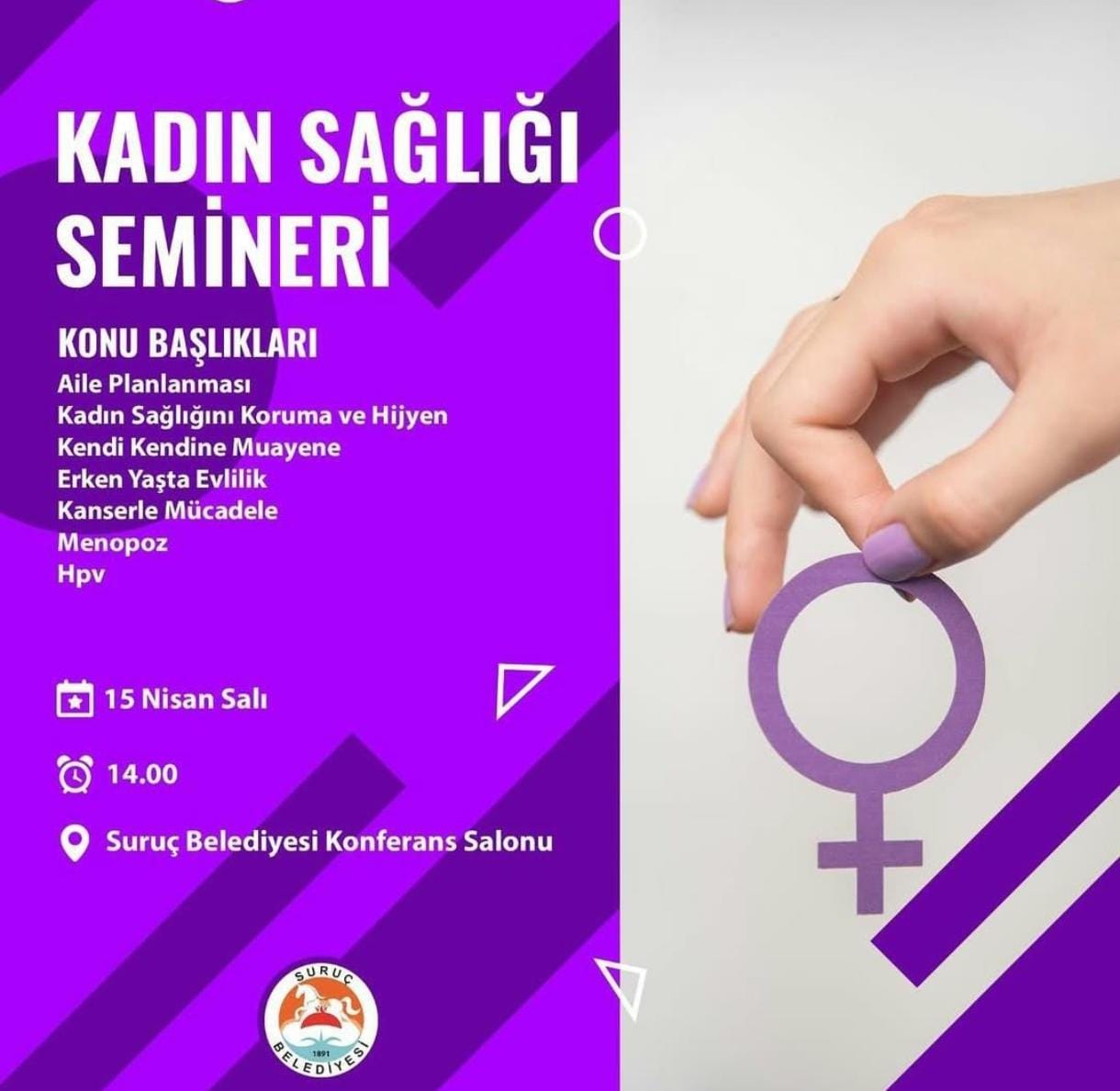 Suruç Belediyesi “Kadın Sağlığı Semineri” Düzenleniyor
