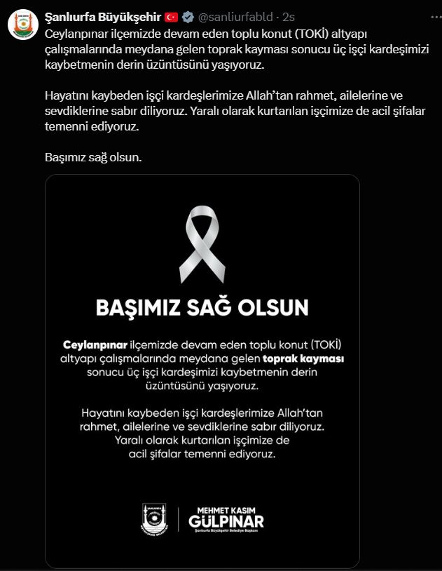 3 İşçi Hayatını Kaybetti: ŞUSKİ’den Taziye Mesajı