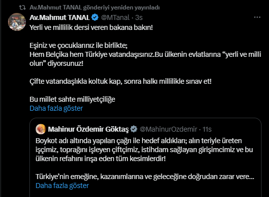 Mahmut Tanal'dan Bakan Göktaş’a ‘Çifte Vatandaşlık’ Çıkışı