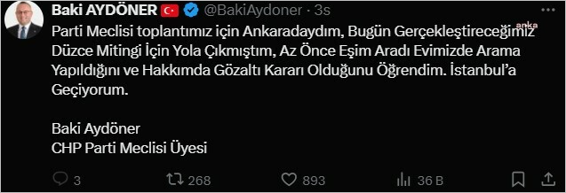 Baki Aydöner Hakkında Gözaltı Kararı !