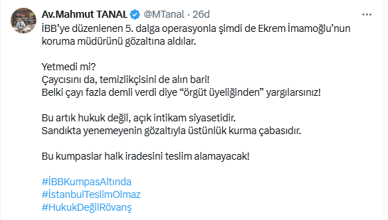 İBB’ye 4. Dalga Operasyon: Tanal’dan “İntikam” Tepkisi