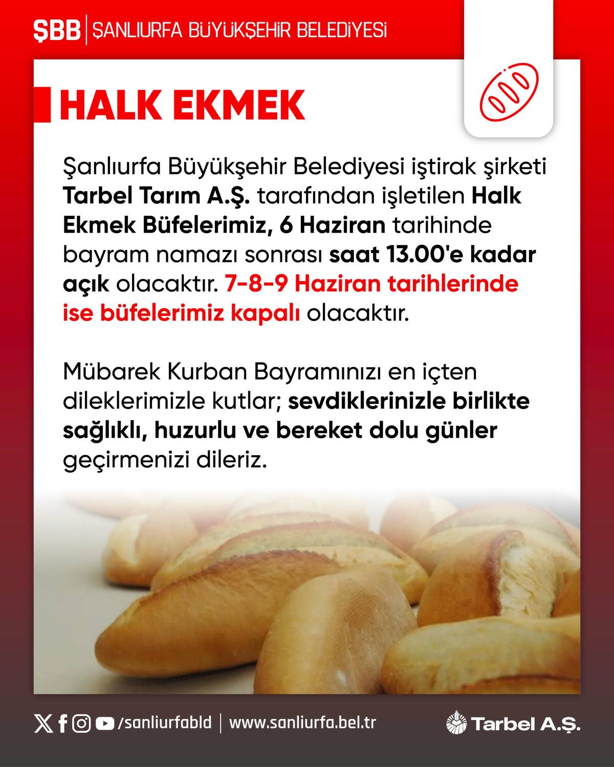 Şanlıurfa’da Bayramda Halk Ekmek Açık Olacak Mı?