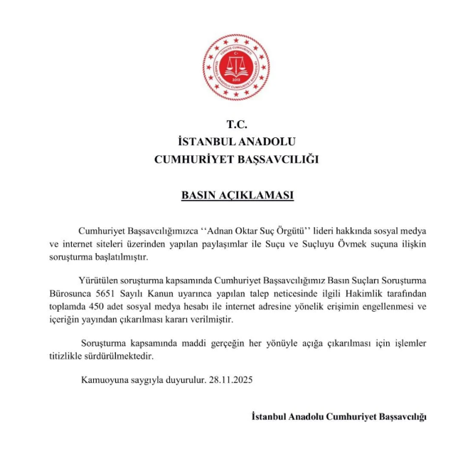 Adnan Oktar İçeriklerine Son! 450 Hesaba Erişim Yasağı