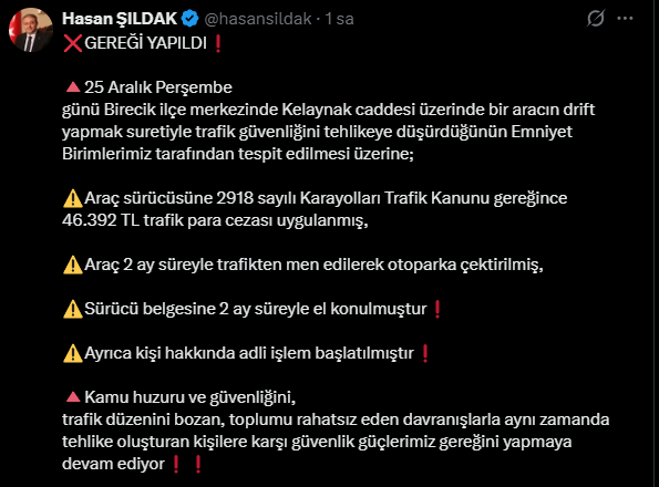 Şanlıurfa’da Drift Pahalıya Patladı: Ceza Dudak Uçuklattı