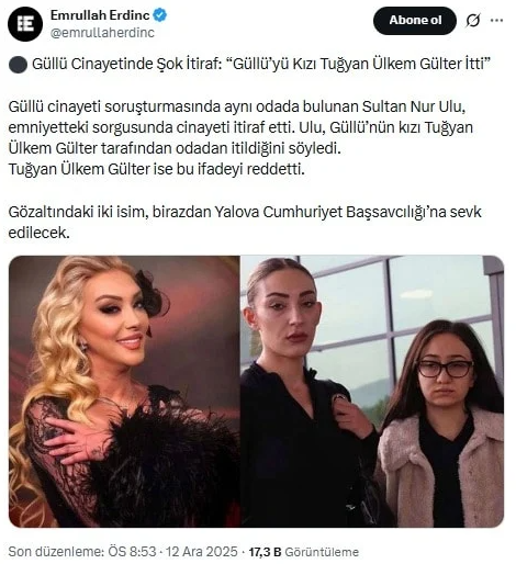 Güllü Cinayetinde Kan Donduran İddia: “Kızı İtti”