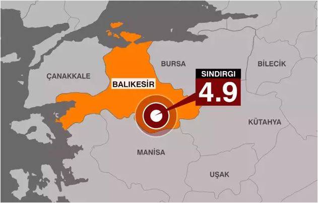 Balıkesir'de 4.9 Büyüklüğünde Deprem