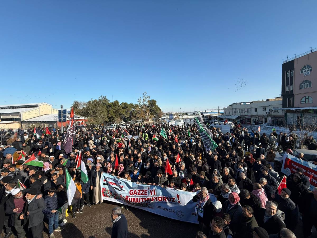 Şanlıurfa Kar Altında Gazze İçin Tek Ses Oldu