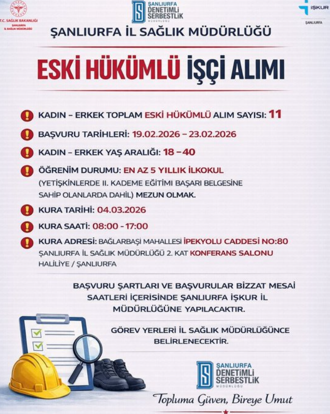 Şanlıurfa’da İŞKUR personel alımı başladı!