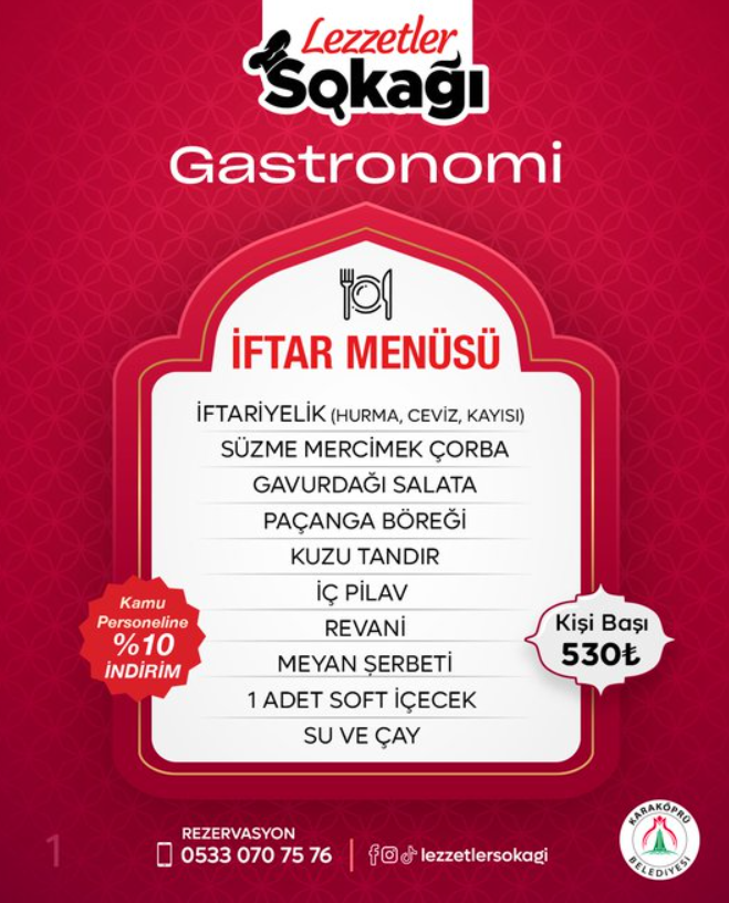 Karaköprü'de indirimli iftar menüsü!