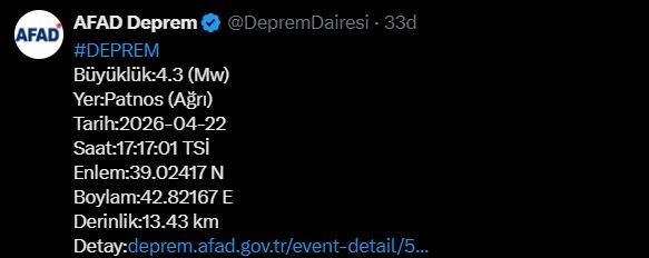 Ağrı'da korkutan deprem!