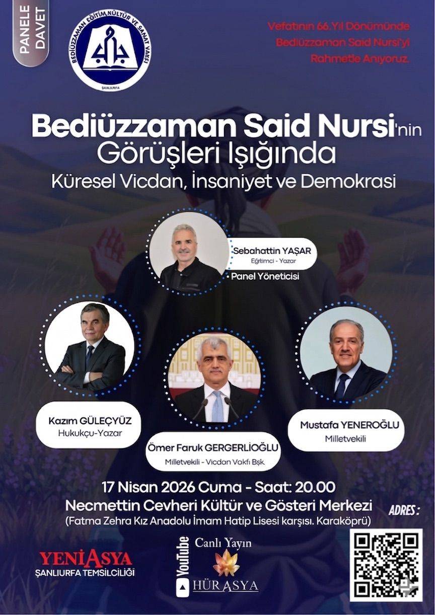 Şanlıurfa’da “Küresel Vicdan, İnsaniyet ve Demokrasi” paneli düzenlenecek!