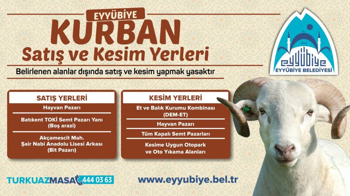 Eyyübiye'de kurban satış ve kesim yerleri beli oldu!