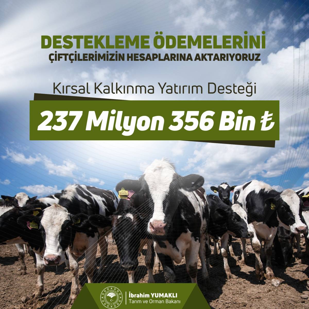 237 milyon 356 bin 99 lira hesaplara aktarılacak!