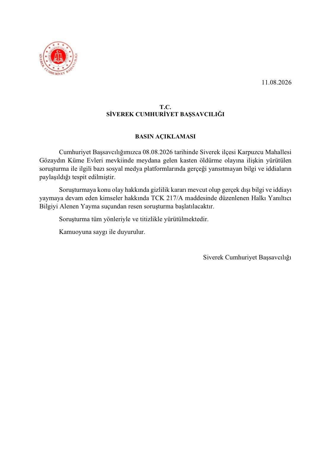 Siverek'teki olayla ilgili Siverek Cumhuriyet Başsavcılığı gizlilik kararı aldı!