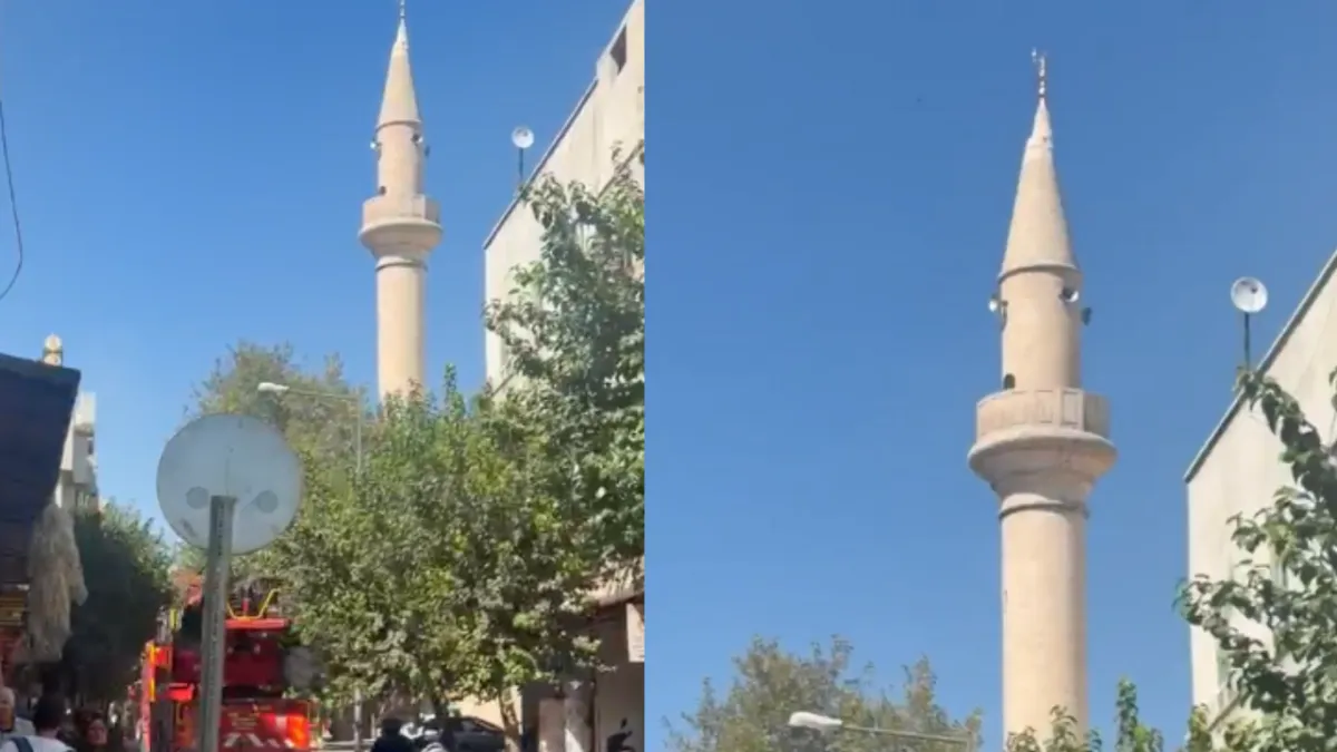 Urfa’daki minare deprem sonrası tehlike saçtı